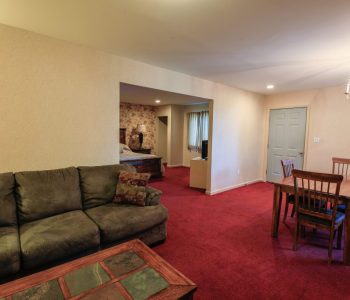 A photo of the living room area of a Hideaway Hills cabin