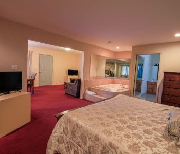 A photo of the inside of a Hideaway Hills play and stay cabin